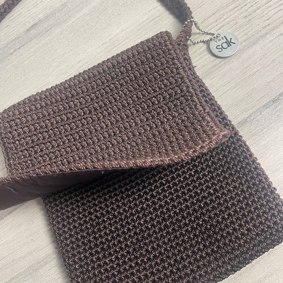 The Sak | The Costa Mesa Crossbody Crochet Flap Purse Chocolate Brown Handmade - Picture 1 of 7